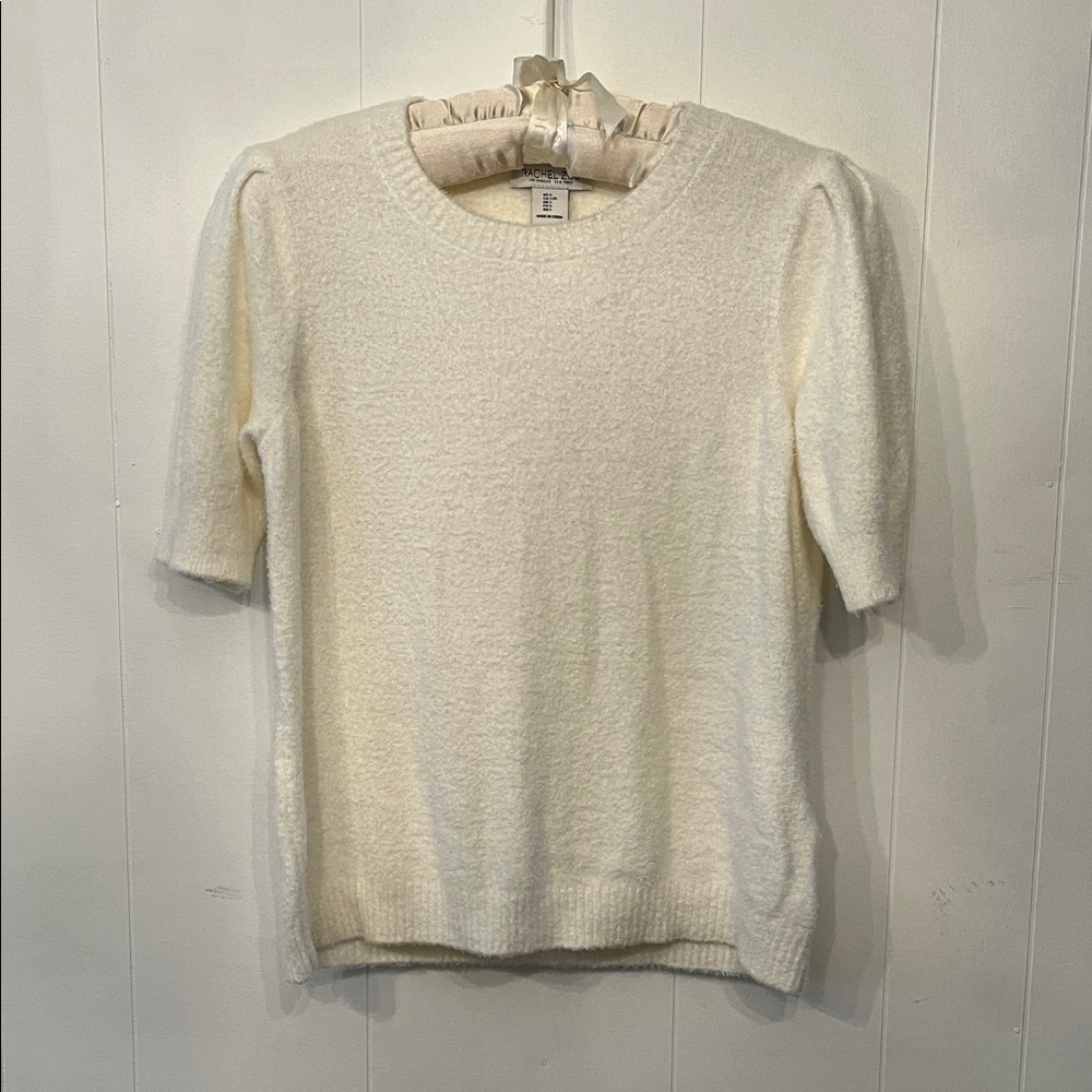 Rachel Zoe Cream Short Sleeve Crewneck Sweater